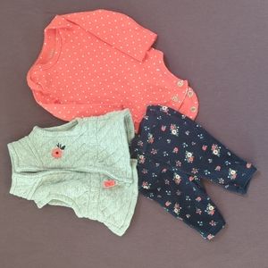Newborn outfit set onesie, pants, vest Carter's